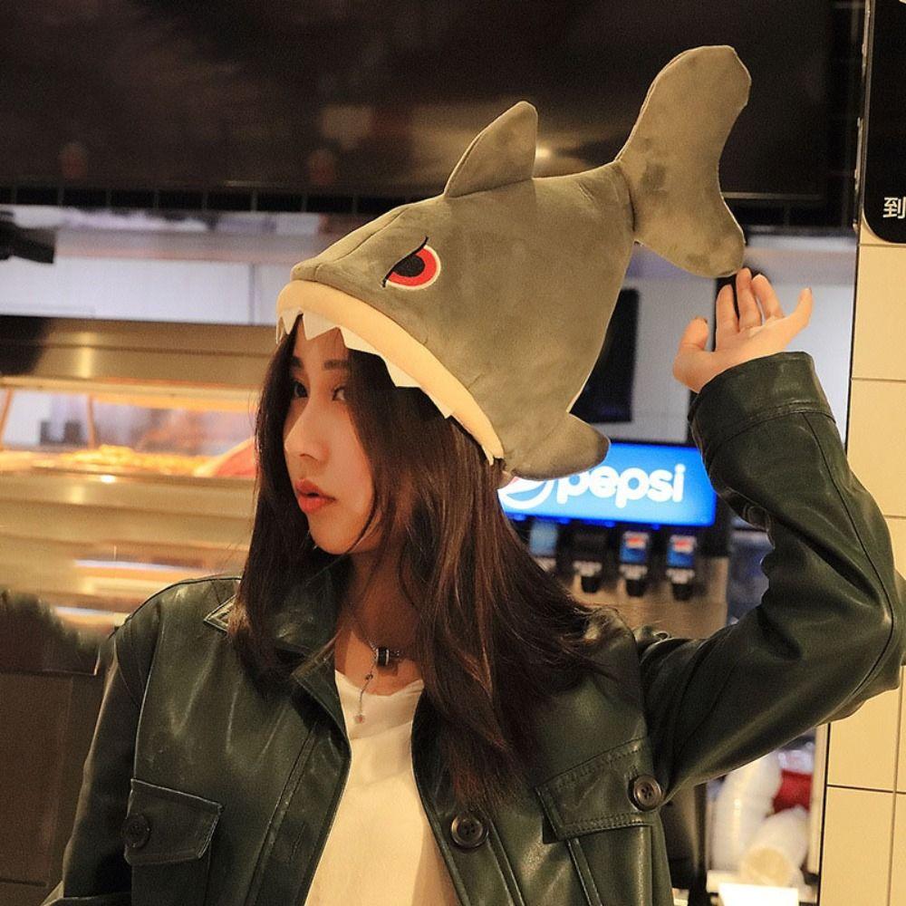 Hats Headwear Game Event Dress Up Animal Hat Plush Shark Cap Performance Hat Cosplay Shark Hat