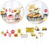 For Kids Boys Birthday Cupcake Topper Construction Road Sign Cake Topper Crane