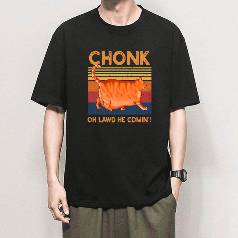 Orange Cat Cat Pattern Pure Cotton Printed Mens And Womens Clothing Personalized Casual Short Sleeved New Fashionable Tshirt