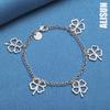 925 Sterling Silver Clover Flower Pendant Bracelet Chain Fashionable Wedding Jewelry