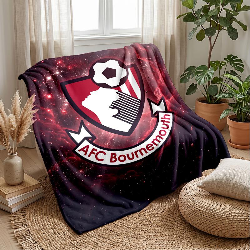 Bournemouth Football Print Flannel Blanket, Soft Warm Lightweight Throw Blanket for Sofa Bed Camping