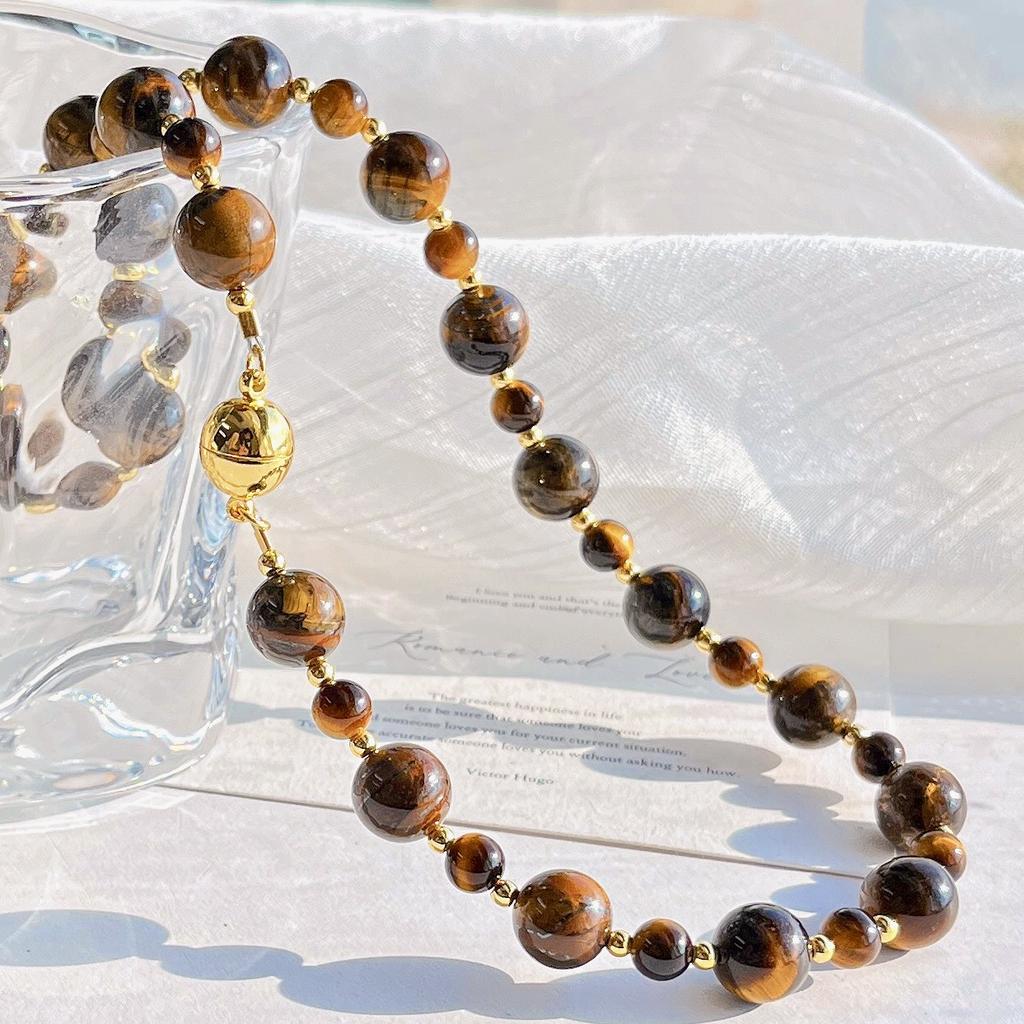 Maillard Natural Boutique Ожерелье из бусин Тигровый глаз Женская осенне-зимняя цепочка на ключицу Легкая роскошная цепочка для свитера Поддержка верности Восстановление