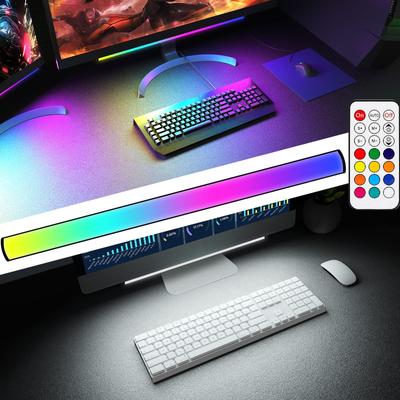 ABCidy Подсветка под монитором RGBIC Настольная лампа Светодиодная подсветка с регулируемой яркостью и динамической радугой Игровой USB-пульт дистанционного управления Цветовая регулировка яркости