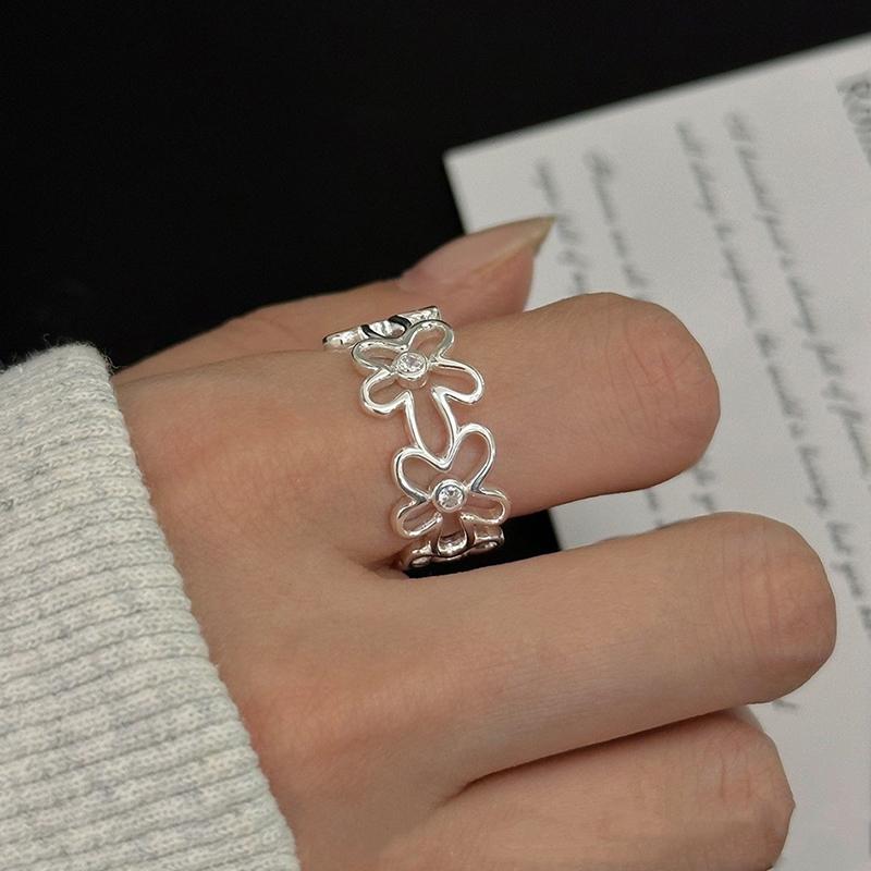 foxanry Кольцо с геометрическим узором и полым цветком для женщин и девочек, модные индивидуальные креативные украшения на день рождения, аксессуары, подарки