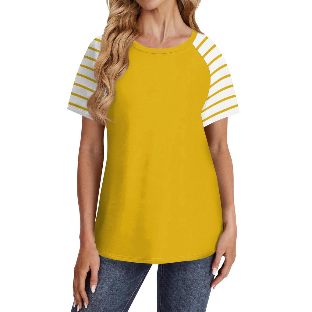 Женские футболки с коротким рукавом, милые туники с круглым вырезом, топы, базовые футболки, блузки, свободный пуловер