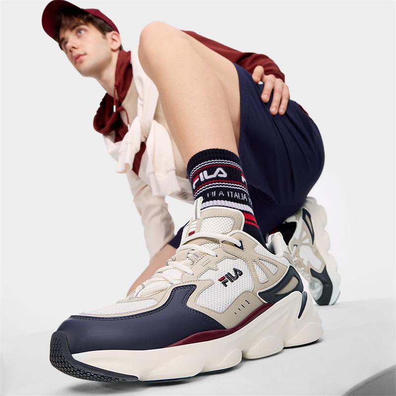 Fila Простые кроссовки на толстой подошве, увеличивающие рост, с низким верхом, повседневные, мужские, белые, коричневые, F12M422111FSP