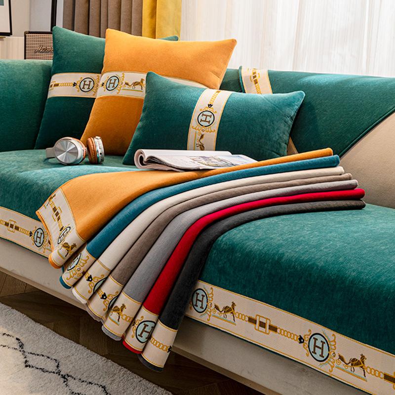 Легкий роскошный стиль, новый чехол для дивана из синельной кожи, универсальный нескользящий чехол для четырех сезонов, простой современный летний