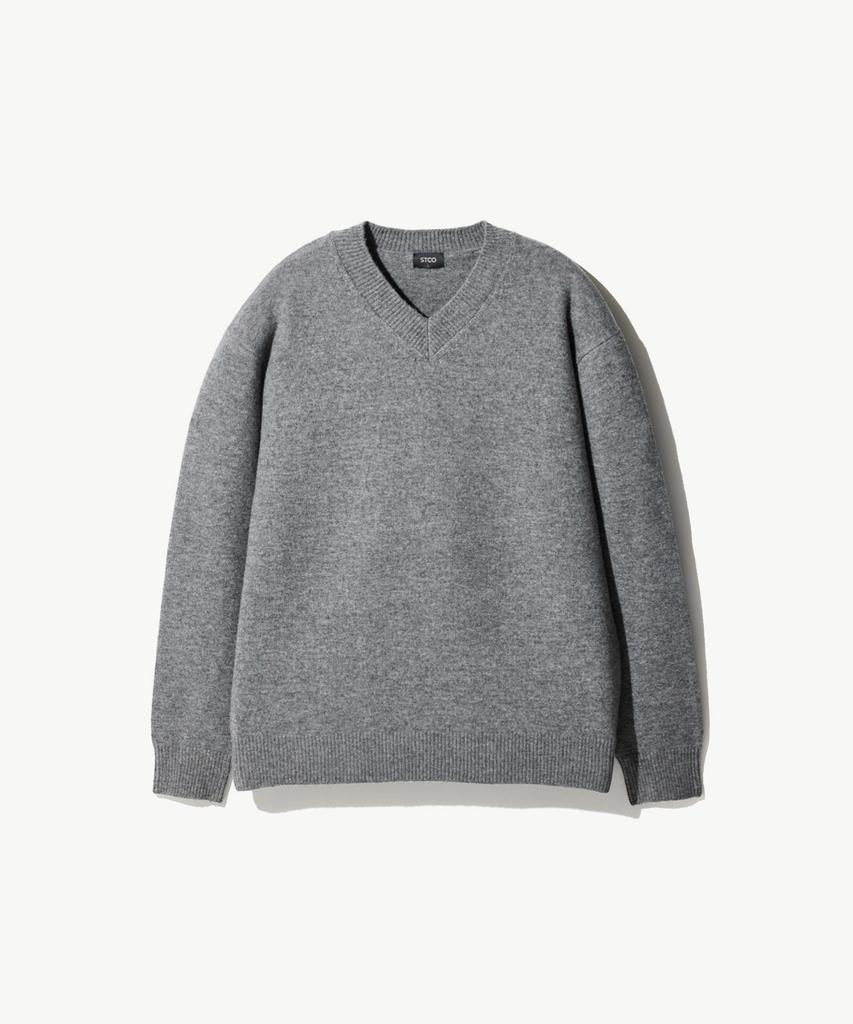 STCO V-Neck Solid Knit Gray (Semi-Oversized Fit)_Sktxa52Nsg