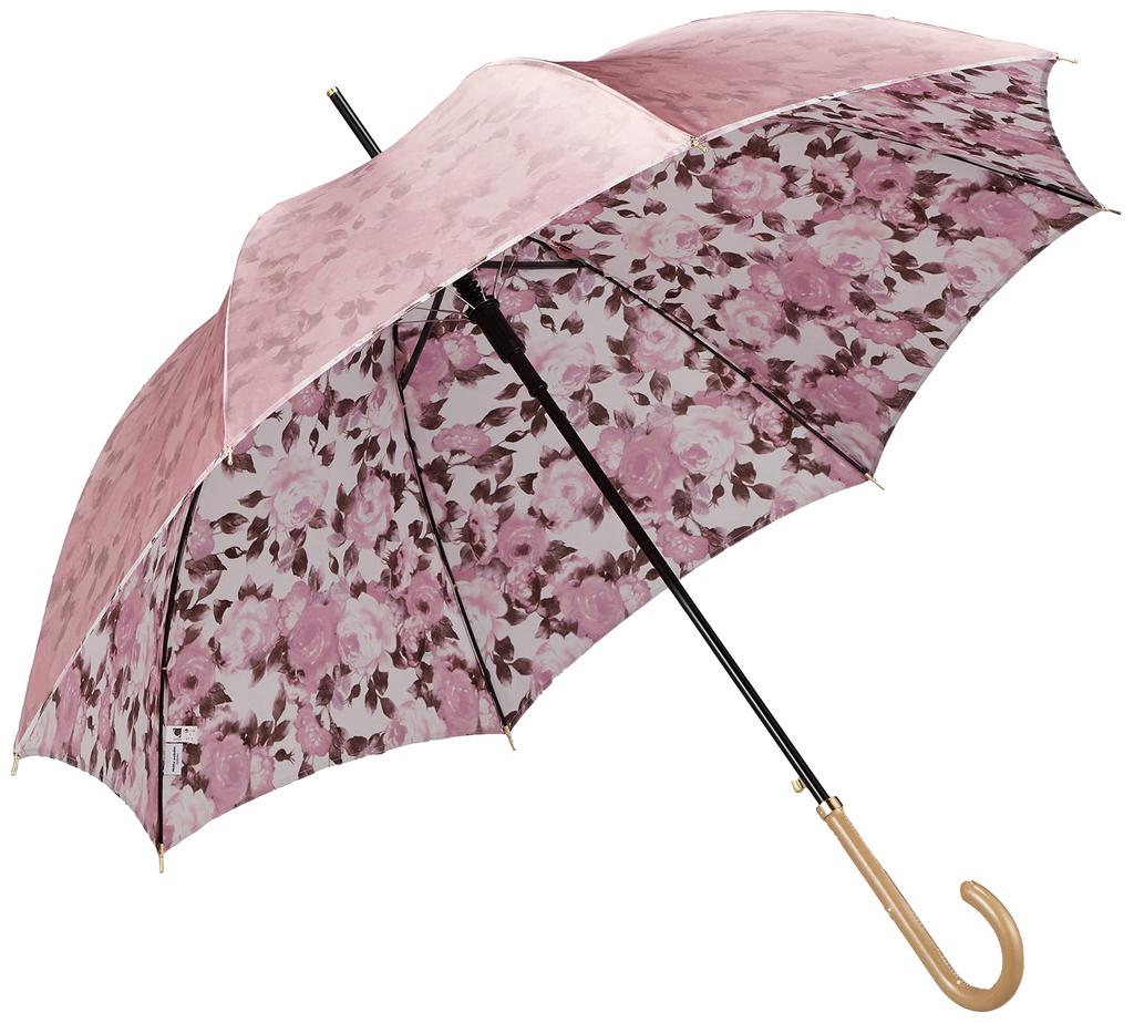 Длинный зонт Mila Schon с двухсторонним зонтом с трансферной печатью, длинный зонт, ветрозащитный зонт, зонт для прыжков, розовый ободок 60 см [Moonbat] женский (Мила