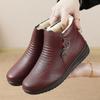 Winter Mom's Shoes Cotton Shoes with Velvet Warmth Middle Aged Short Boots Middle Aged Women's Shoes Elderly Flat Leather Shoes Anti Slip Winter Shoes