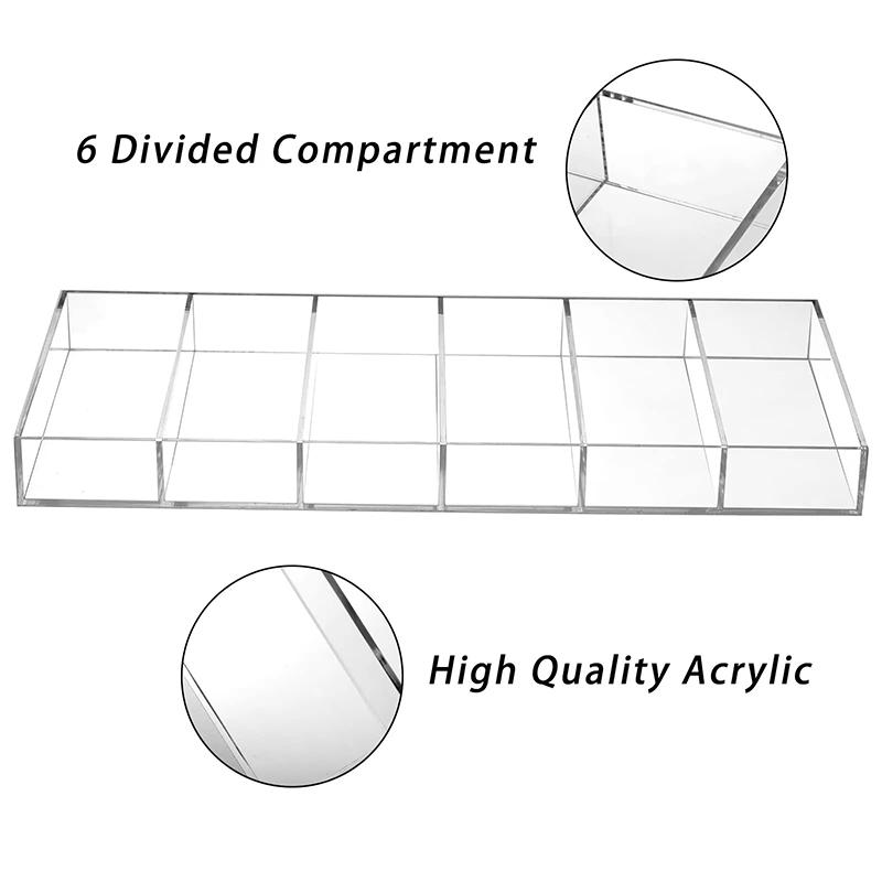 Прозрачный акриловый держатель для солнцезащитных очков с 6 отделениями, органайзер для хранения солнцезащитных очков, лоток для косметики