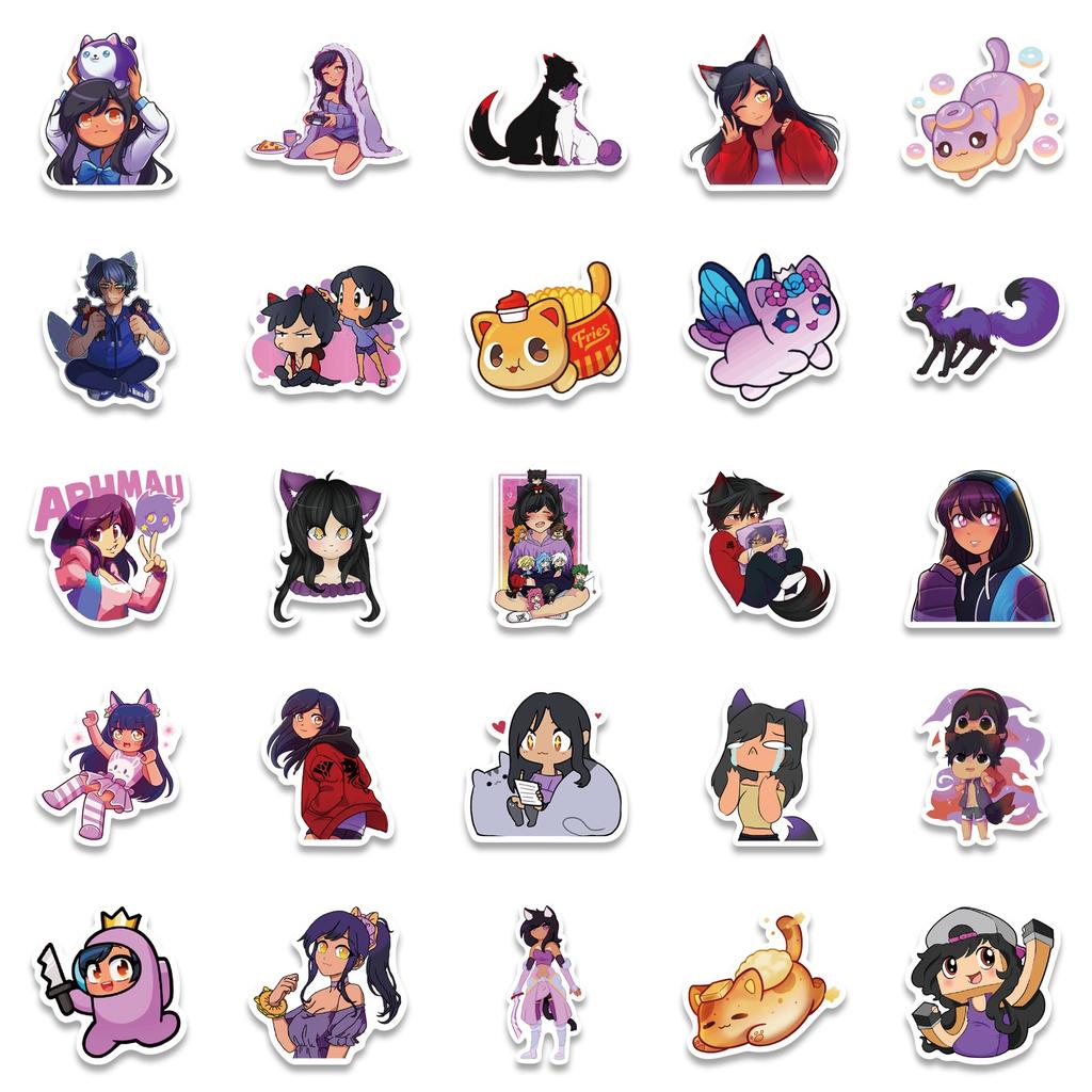 10/50Pcs Cute Kawaii Aphmau Stickers Aphmau Plush Graffiti Stickers for DIY Luggage Laptop Skateboard Bicycle Stickers