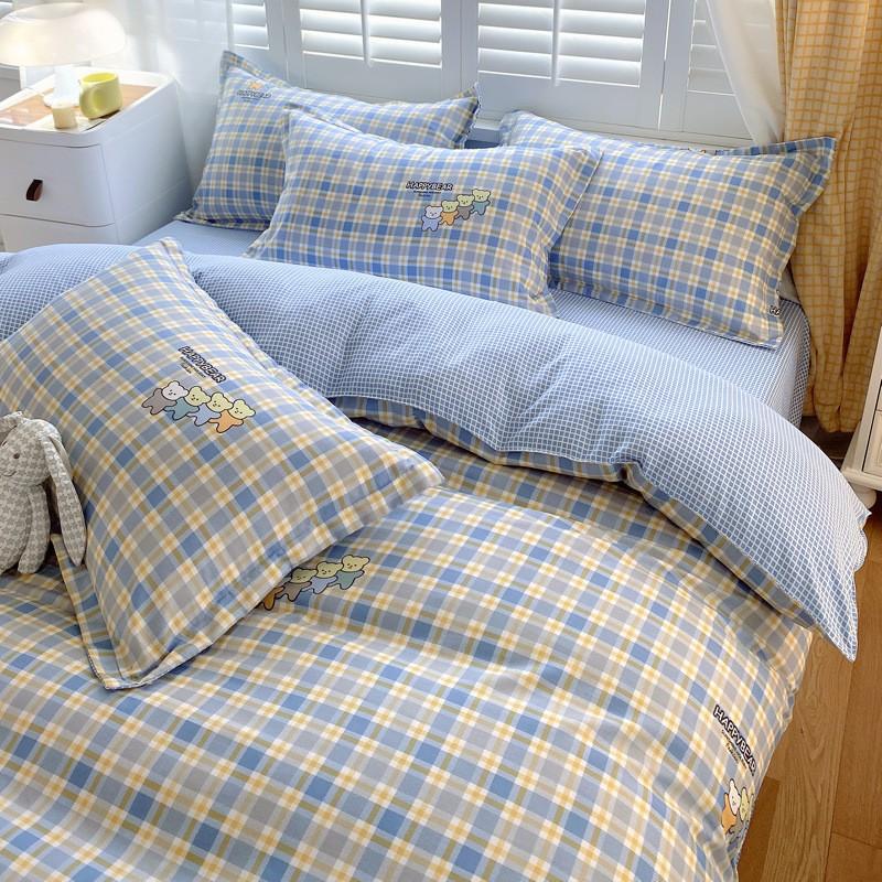 4 Thick Brushed Bed Set Single Dorm Bedding Sheet Pillowcase Quilt Cover Fresh Style