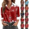 Women's Shirt Blouse Christmas Print Button Long Sleeve Casual Basic Shirt Collar Regular Top