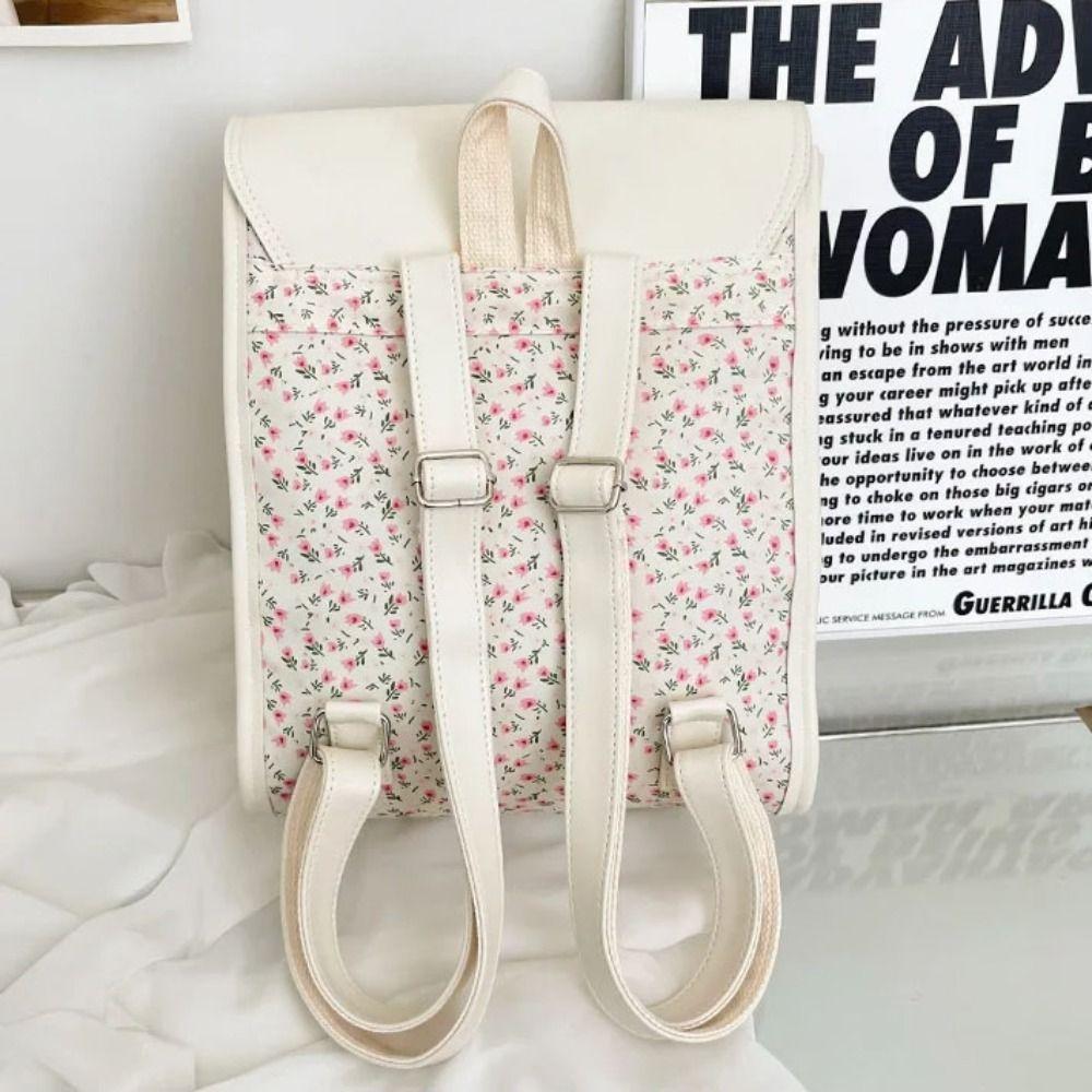 Вместительный школьный портфель из ПУ кожи с откидным клапаном, эстетичный рюкзак с цветами для девочки