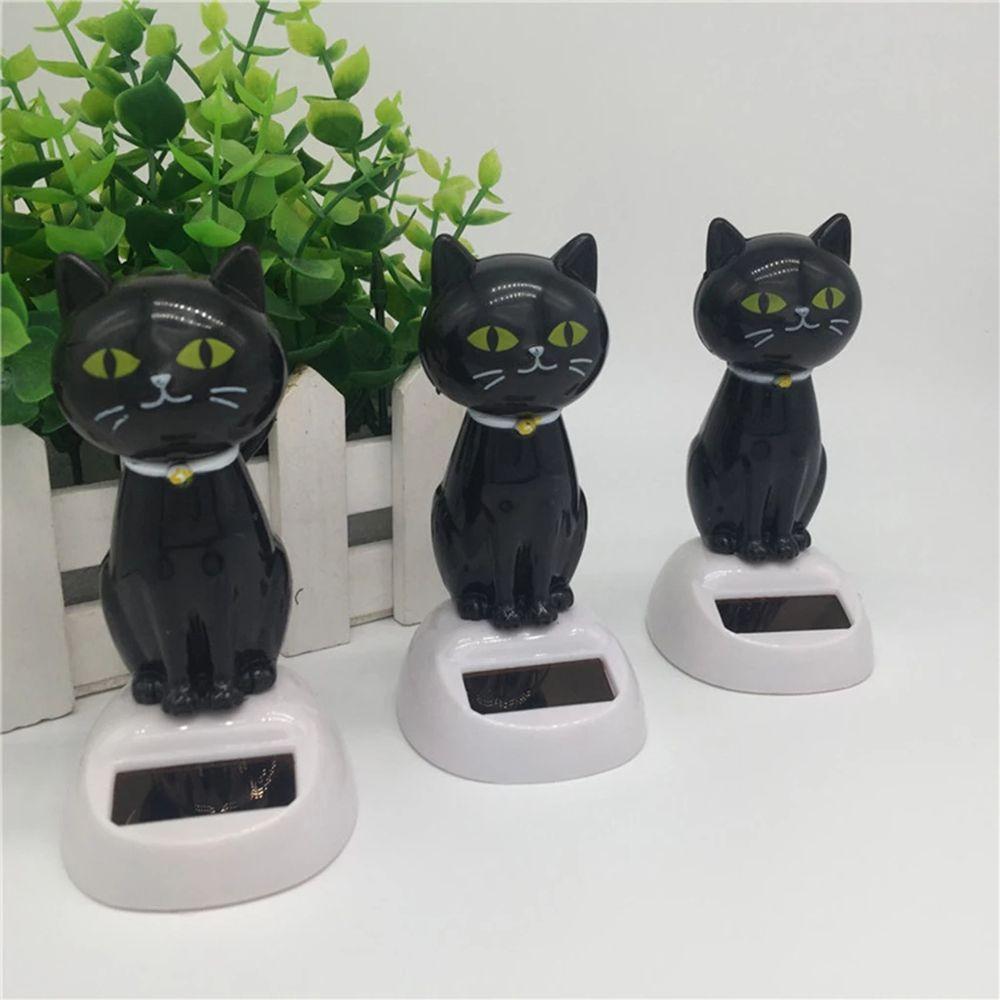 Dashboard Black Ornament Shaking Head Cat Solar Toy Doll Dancing Cat Figure Bobble Head Doll