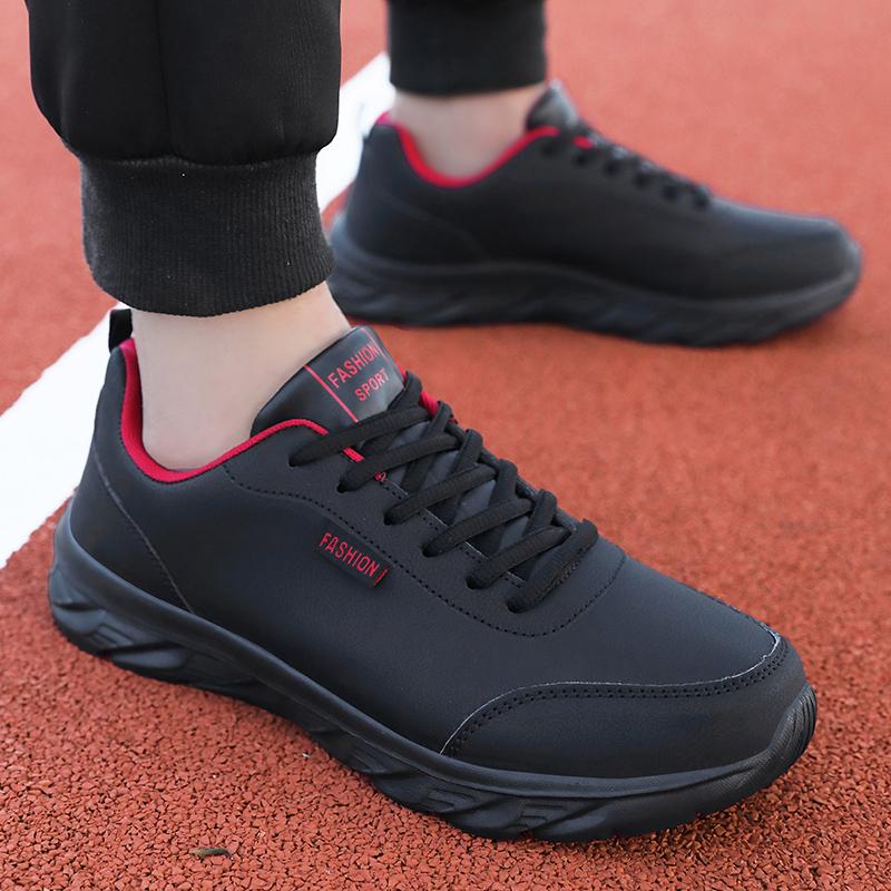 Spring/Autumn Men's Black Deodorant Sneakers Waterproof Men's Shoes Lightweight Soft Sole Men's Running Shoes