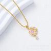 Moon Love Necklace Women'S Premium Sense Simple Versatile Inlaid Pink Zircon Pendant Accessories