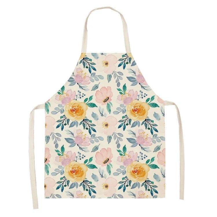 Home Decor Kitchen Dining Room Cooking Bib Aprons Linen Floral Pattern Women's Aprons
