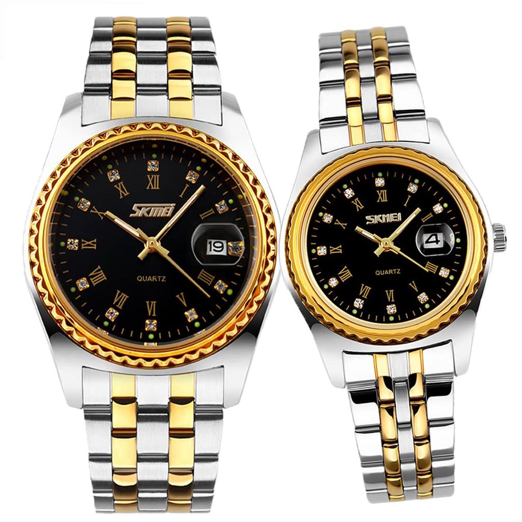 Pair Watches Couples Popular Pair Watches Pair Watch Set Arm Watch Classic Gold Silver Stainless Steel Band Waterproof Luxury Present Marriage Day Day