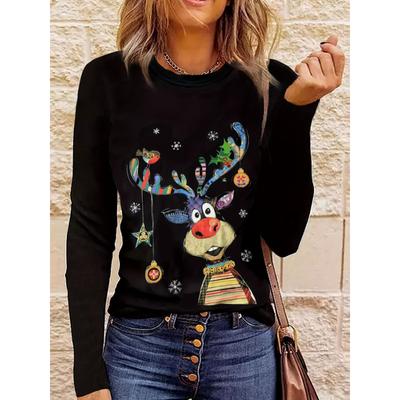 Женская мода начинается с принтованных футболок, повседневных, с круглым вырезом, с длинным рукавом, трикотажных топов, женских базовых элегантных футболок