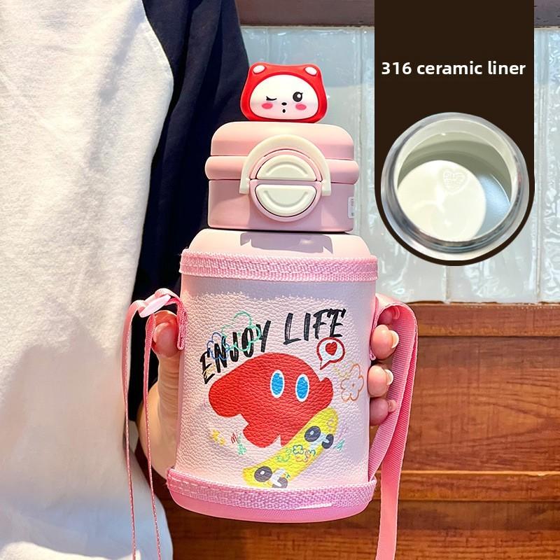 Childrens 600ml Insulated Thermos Bottle With Ceramic Inner For School And Travel