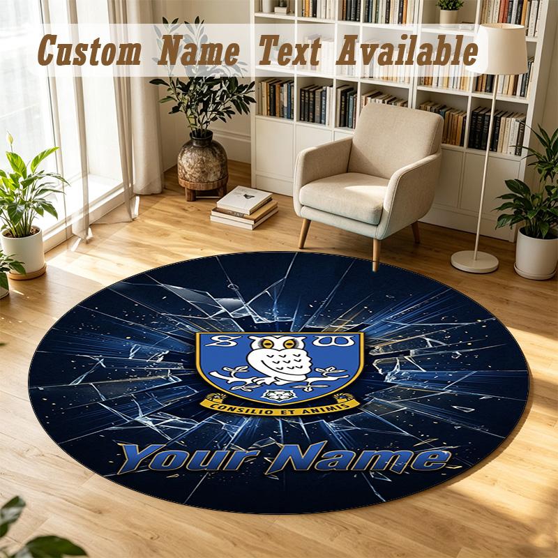 Round Rug Custom NameSheffield Wednesday FC Pattern Non Slip Carpet Home Floor Decor