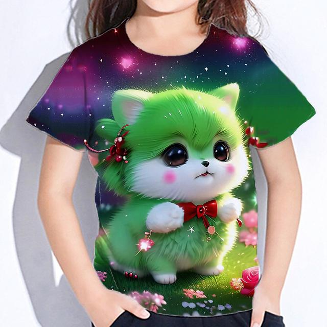 Cute Furry T-shirts Girl 3d Print Animals Kids Tops Autumn Korean Children's Clothing Child Tee Shirt  Fashion 23 Style