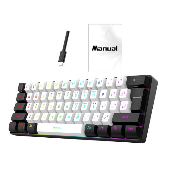 Wired Mechanical Gaming Keyboard RGB Light Design 61 Keys Compact Design Lightweight Computer Keyboard