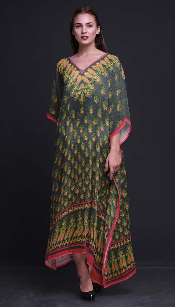 Phagun Floral & Paisley Ladies Kaftan Holiday Loungewear Maxi Dress Beach