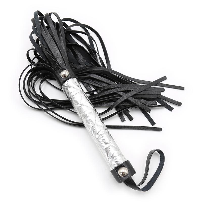 Bdsm Bondage Whip Leather Black Tassel Silver Handle Whip Bdsm Spanking Flogger Sex Toys For Couples Woman Adult Games