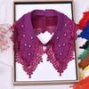 Fashion New Lace Fake Collar Neckline Women White Lapel False Collars Woman Beading Removable Detachable Collar Tie Faux Col