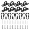 8-Piece Pad Eye Plate, 1.8" 304 Stainless Steel Patio Hook & Snap Hook Marine Hanging U-Hook with Screws & Anchors, Black
