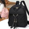 Lingge Embroidered Women's Travel Backpack Tassel Large Capacity Commuter Student School Bag