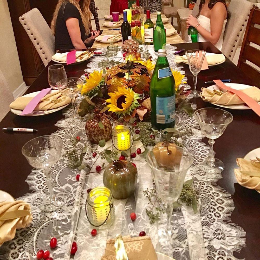 Embroidered French Lace Table Runner Flower Pattern Boho Dresser Scarf Home Garden