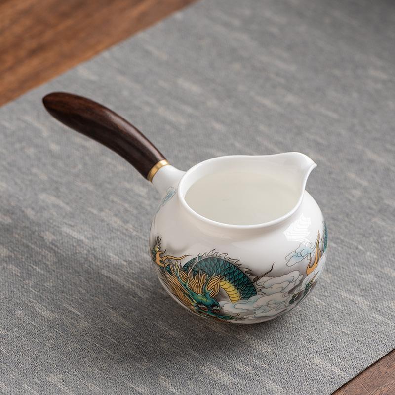 Керамический чайный диспенсер чахай устройство для наливания чая чайное море жировой нефрит белый фарфор чахай боковая ручка из массива дерева большой чахай