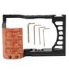 Camera Cage with Wooden Handle for Alpha A7C ILCE 7C Aluminum Alloy Protective Camera Video Rig