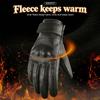 Retro Winter Motorcycle Leather Gloves Man Equipment Approved Protective Fleece Lined Warm Gloves Motocross Street Riding Items