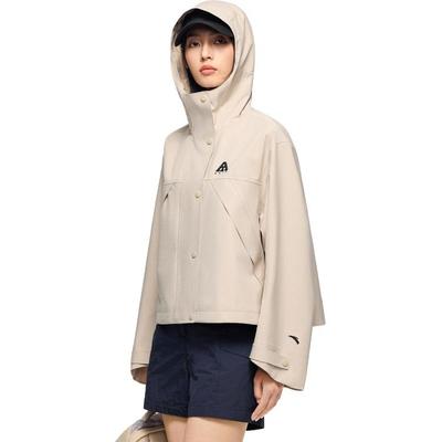 Удобная повседневная минималистская куртка с капюшоном и буквенным принтом, женская куртка телесного цвета-хаки 962437603-6
