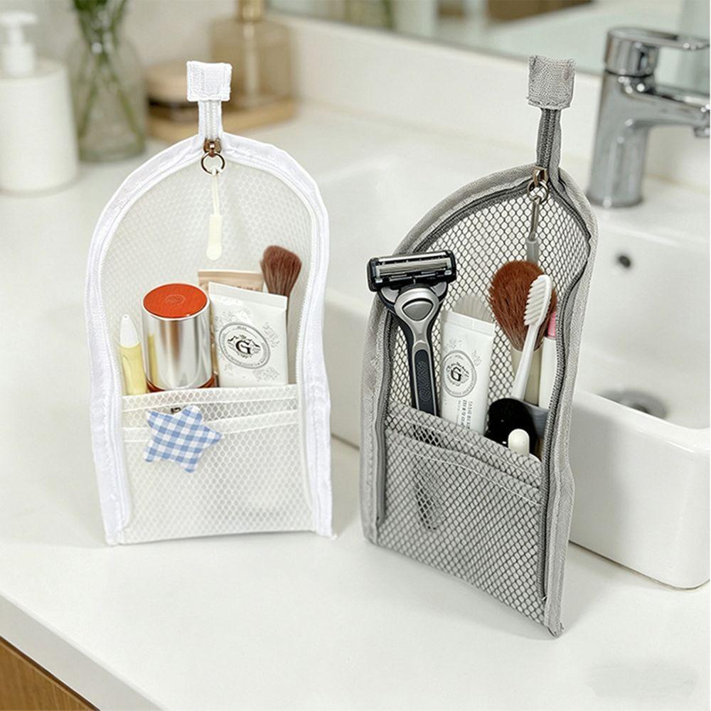 Waterproof EVA Mesh Toiletry Bag Clear Mesh Vertical Toothbrush Holders Travel