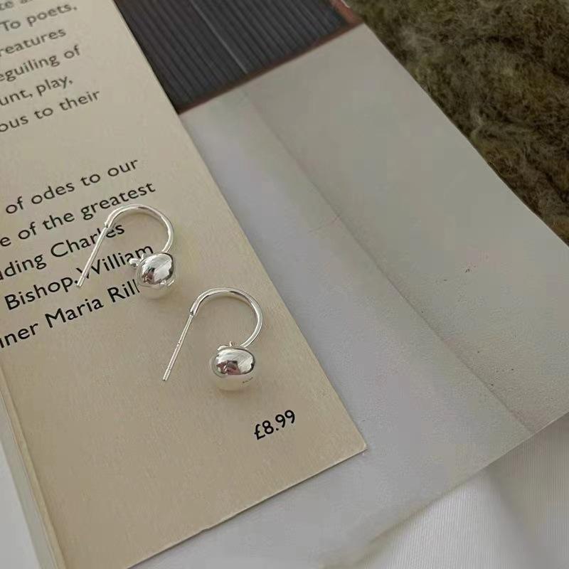Серьги-гвоздики из серебра S925 в виде маленьких бобов для женщин - Высокий класс, Легкая роскошь, Нишевая летняя коллекция 2023