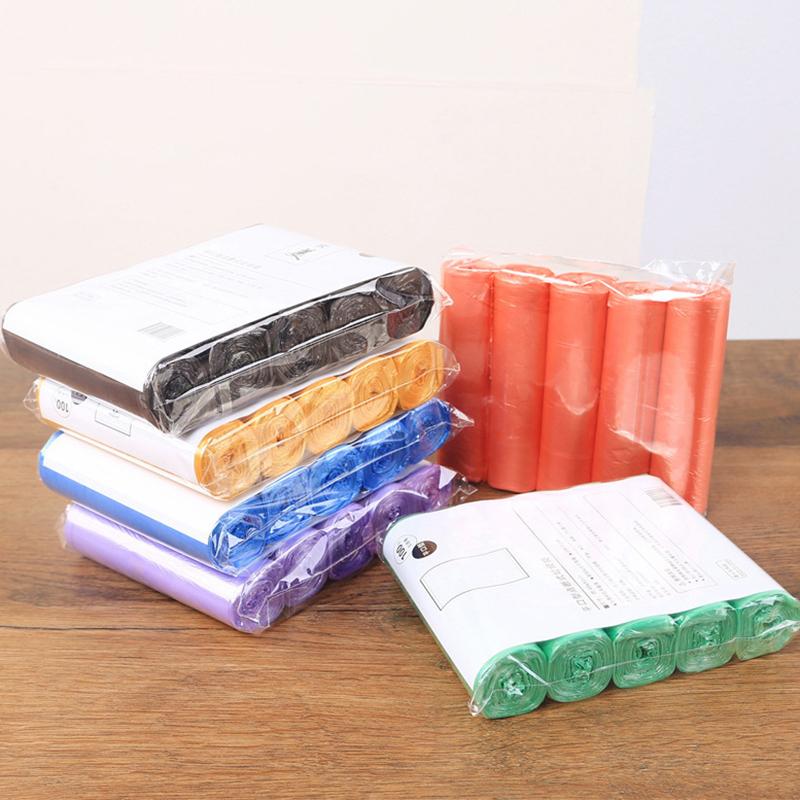 5 Rolls 1 Pack 100Pcs Household Disposable Trash Pouch Kitchen Storage Garbage Bags Cleaning Waste Bag Plastic Bag