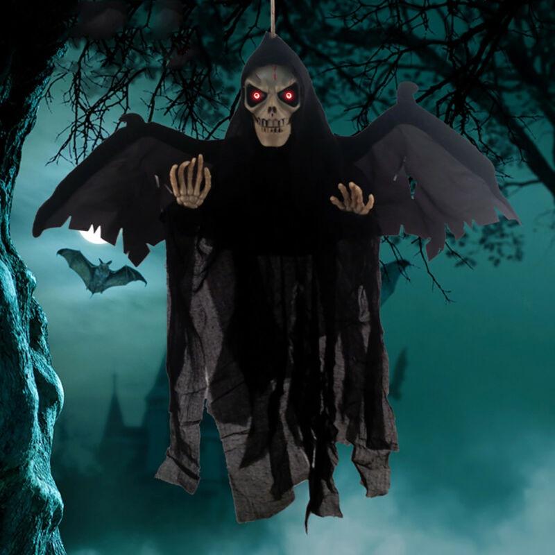 Жутко-классный подвесной череп-призрак с сенсорным управлением для устрашающей Хэллоуинской атмосферы