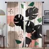 Eucalyptus Fan Palm Window Curtain for Room 2 Panel Shades Modern Living Room Curtains for Camera Halloween Decoration Partition