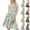 Женские летние платья Модные женские повседневные платья-бандо с цветочным принтом без рукавов