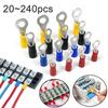 20~240PCS Rings Insulated Wire Connector Electrical Crimp Terminal Cable Wire Connector - Red Blue Yellow Black