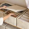Foldable Cotton Linen Drawer Organizer Box With Dividers Clothes Pants Storage In Bedroom Closet