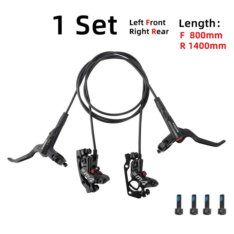 MEROCA M4 4-Pistons MTB Hydraulic Disc Brake 800/1400mm Bicycle Oil Brake with Safety Features and Rotor Parts for Bicycles