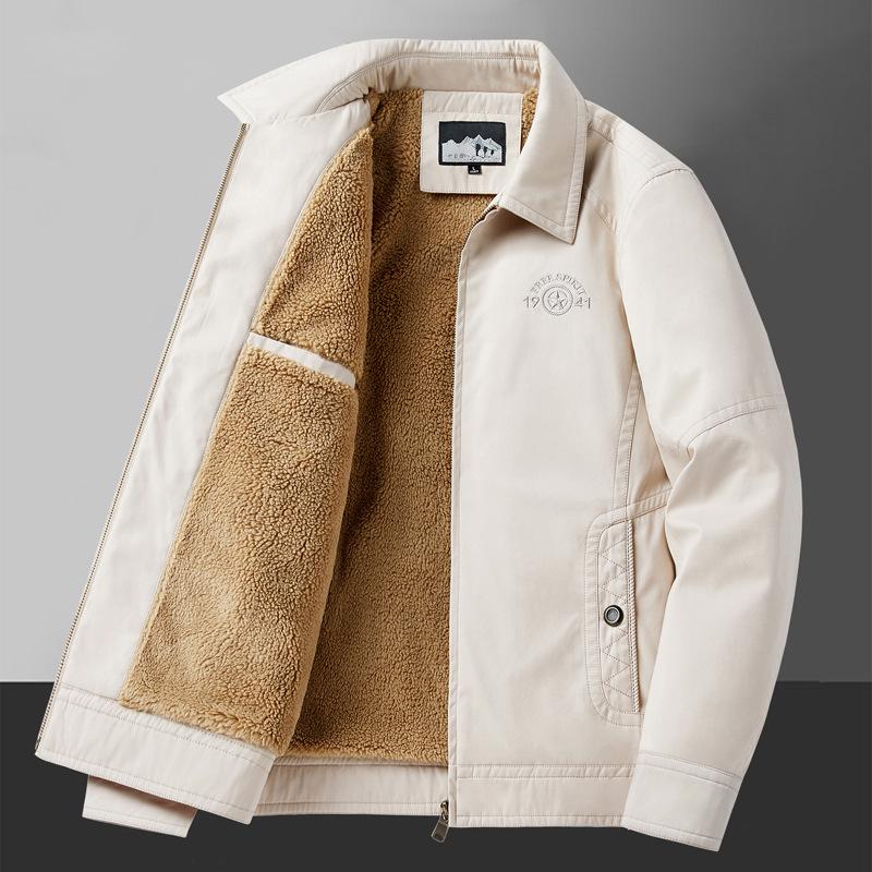 Осенне-зимняя мужская флисовая куртка с толстыми лацканами для пожилых отцов, повседневное пальто