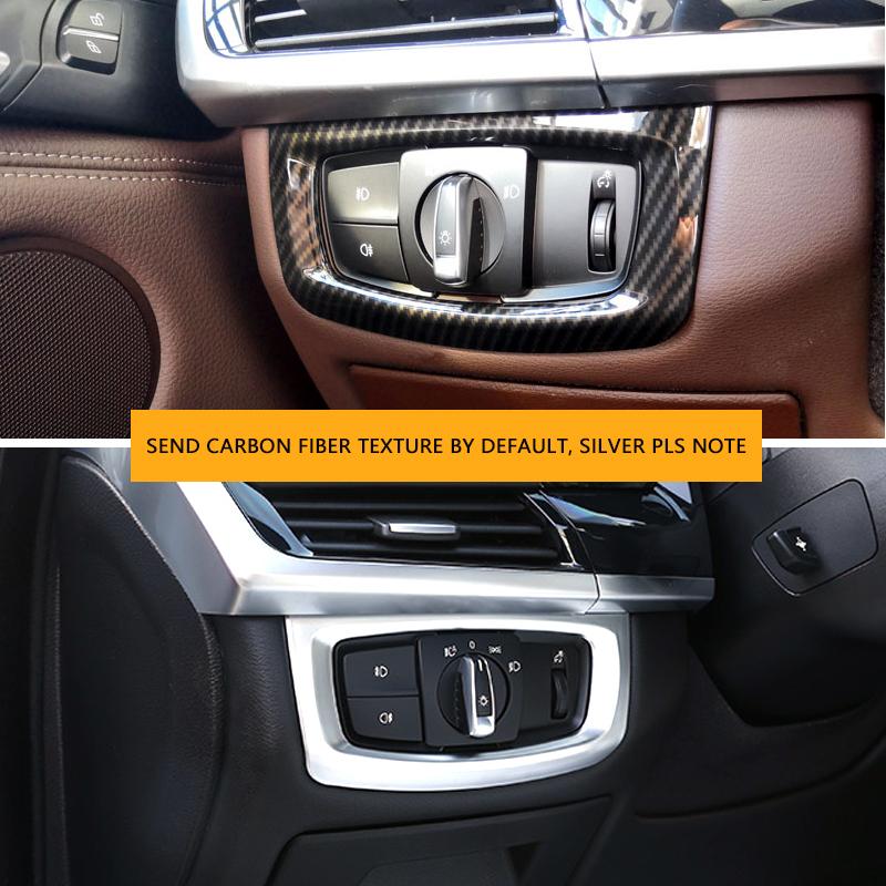 Car Carbon Texture Interior Headlight Switch Frame Cover Sticker Trim For BMW X5 X6 F15 F16 2014 2015 2016 2017